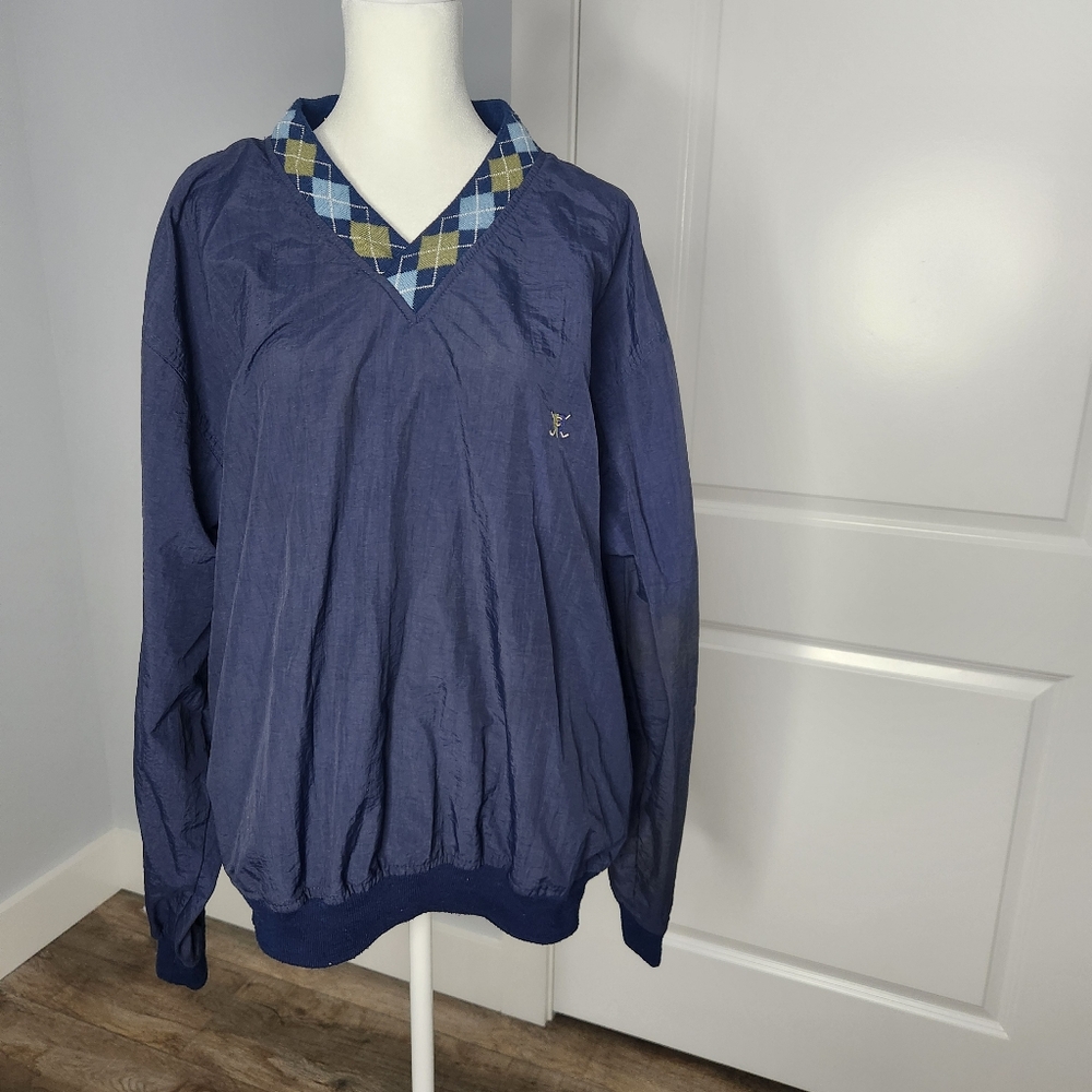 Catalina Vintage Navy Golf Windbreaker with Argyle Trim Sz:‎ M